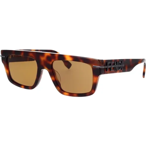 Graphy Sonnenbrille - Havana Gestell, Braune Gläser , Herren, Größe: 54 MM - Fendi - Modalova