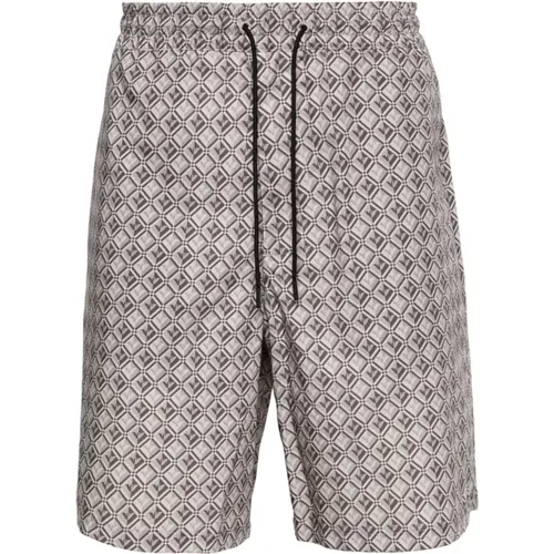 Grey Monogram Shorts , male, Sizes: M, XL, 2XL, L - Emporio Armani - Modalova