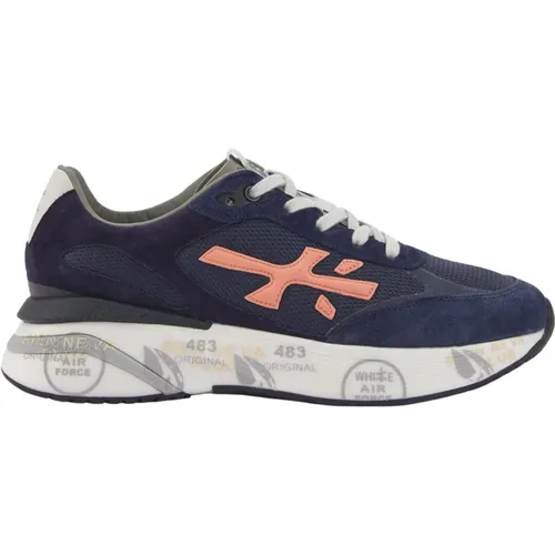 Navy Sneakers with Orange Accents , male, Sizes: 7 UK, 6 UK, 9 UK, 8 UK, 10 UK - Premiata - Modalova