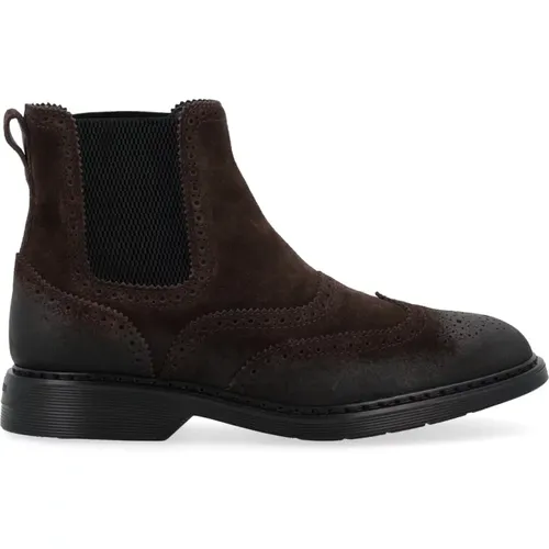 Brauner Wildleder Chelsea Boot H576 , Herren, Größe: 43 EU - Hogan - Modalova