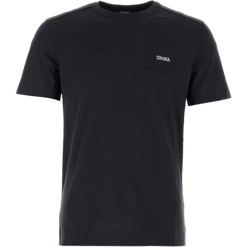 Mitternachtsblaues Baumwoll-T-Shirt - Z Zegna - Modalova