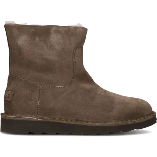 Braune Leder Stiefeletten , Damen, Größe: 38 EU - Shabbies - Modalova