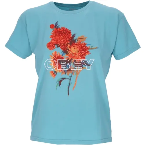 Vintage Damen T-Shirt mit Blumenmuster , Damen, Größe: M - Obey - Modalova