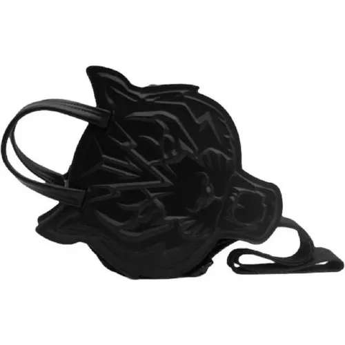 Elegante schwarze Kunstlederhandtasche mit verstellbarem Riemen , Damen, Größe: ONE Size - Plein Sport - Modalova