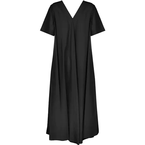 Poplin Midi Dress with V-Neck , female, Sizes: L - Ottod'Ame - Modalova