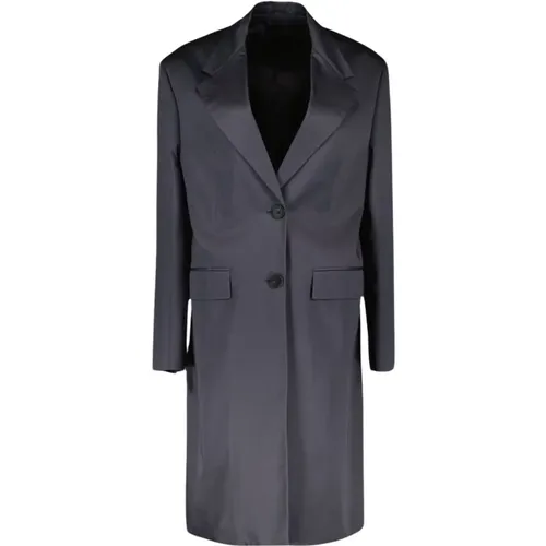 Classic Long Coat Cotton Solid Color , female, Sizes: XS, S - Prada - Modalova