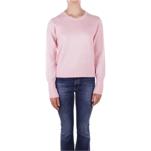 Rosa Logo Pullover Seide Wolle Mischung , Damen, Größe: M - Guess - Modalova