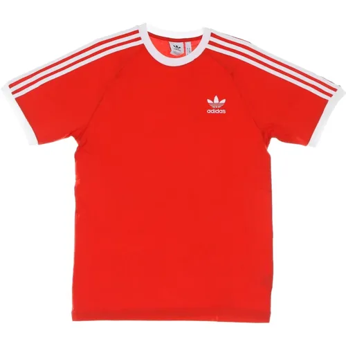 Rotes 3-Streifen Tee Kurzarm Adidas - Adidas - Modalova