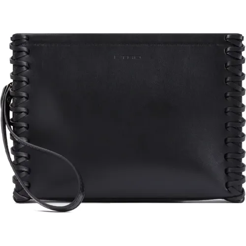 Leather Pouch with Whipstitching Trim , female, Sizes: ONE SIZE - ETRO - Modalova