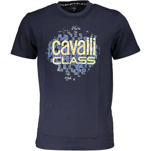 Bedrucktes Logo-T-Shirt Kurzarm Rundhalsausschnitt , Herren, Größe: XL - Cavalli Class - Modalova