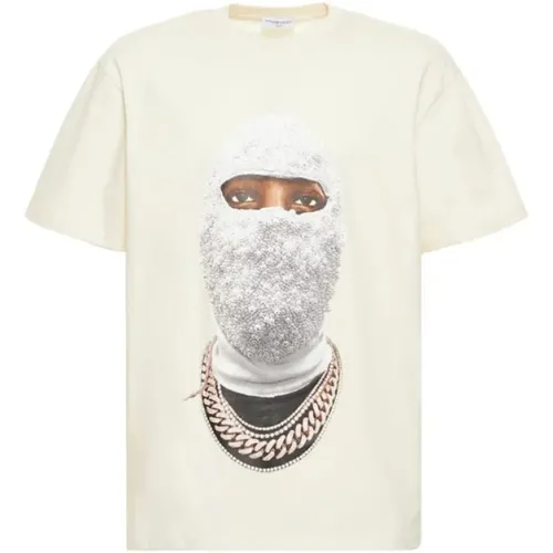 Cream Mask Print T-Shirt , male, Sizes: L, M - IH NOM UH NIT - Modalova