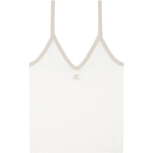 Contrast V Neck Tank Top , female, Sizes: L, M - Courrèges - Modalova