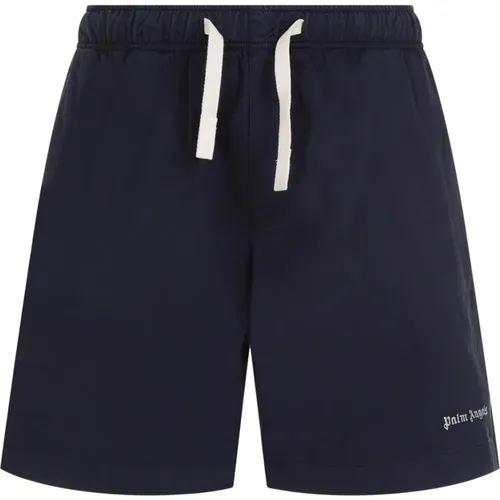 Blaue Baumwoll-Logo-Bermuda-Shorts , Herren, Größe: L - Palm Angels - Modalova