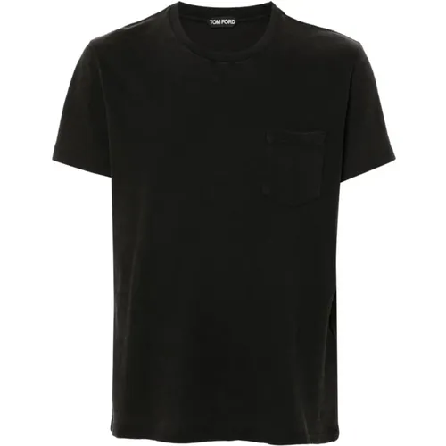 Charcoal Grey Jersey Crew Neck T-shirt , male, Sizes: L - Tom Ford - Modalova