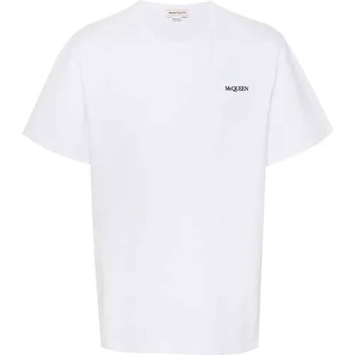 Logo Weißes T-Shirt Kurzarm Rundhals,Logo Weißes T-Shirt mit Kurzen Ärmeln - alexander mcqueen - Modalova