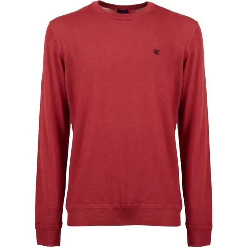 Roter Herren einfarbiger Rundhalsausschnitt Pullover - Gallo - Modalova