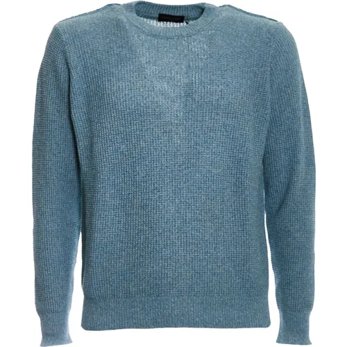 Azure-Beige Mouliné Sweater Knitwear , male, Sizes: S, 2XL, L, XL - Roberto Collina - Modalova