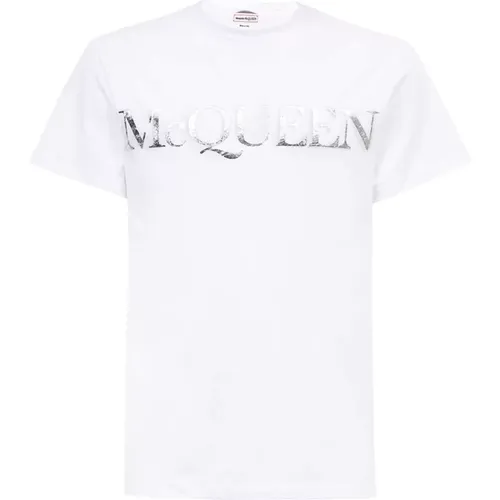 Weißes T-Shirt - Regular Fit - 100% Baumwolle , Herren, Größe: L - alexander mcqueen - Modalova