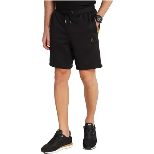Schwarze Bermuda-Shorts mit Reißverschlusstaschen - Emporio Armani EA7 - Modalova