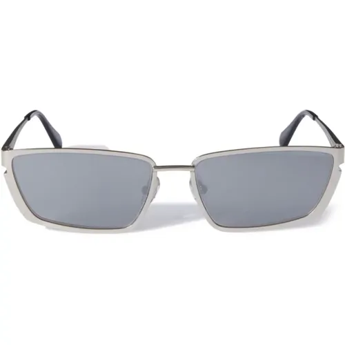Silberne Sonnenbrille für den täglichen Gebrauch , unisex, Größe: 56 MM - Off White - Modalova
