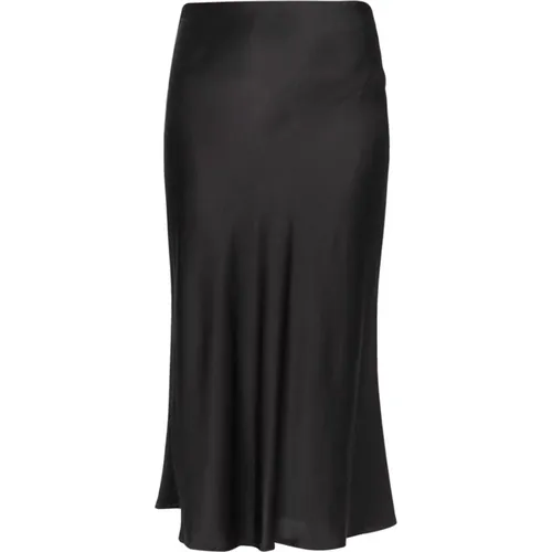 Schwarzer Satin Midi Rock , Damen, Größe: 2XS - Ottod'Ame - Modalova