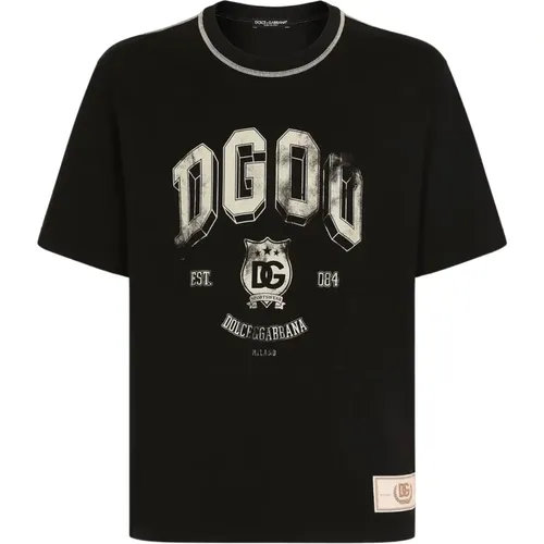 Casual Baumwoll T-Shirt , Herren, Größe: M - Dolce & Gabbana - Modalova