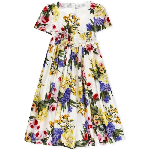 Blumenmuster Baumwollkleid für Mädchen - Dolce & Gabbana - Modalova