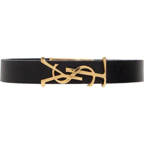 Lederarmband mit Logo , Herren, Größe: M - Saint Laurent - Modalova