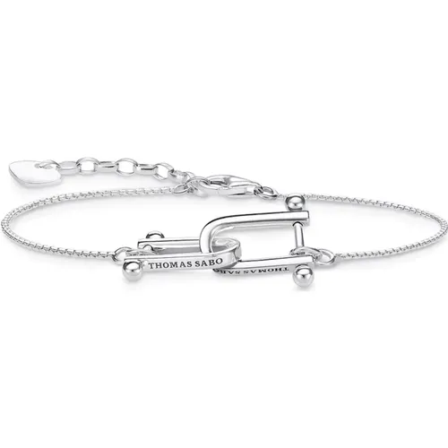 Sterling Silver Bracelet with Carabiner Clasp , female, Sizes: ONE SIZE - Thomas Sabo - Modalova