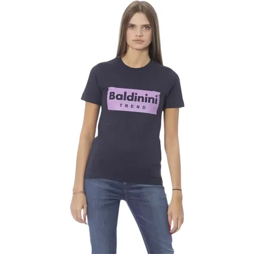 Blaues Baumwoll Trendy Print T-Shirt - Baldinini - Modalova