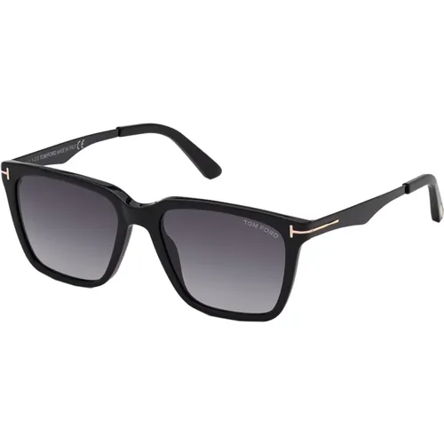 Stylische Sonnenbrille in glänzendem Schwarz/Grau - Tom Ford - Modalova