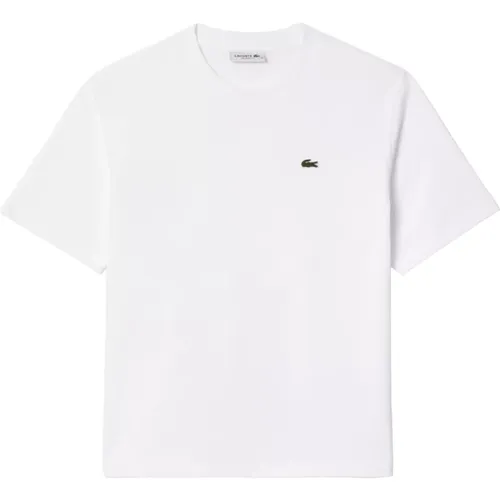 Weiches Jersey T-Shirt mit Geripptem Kragen - Lacoste - Modalova