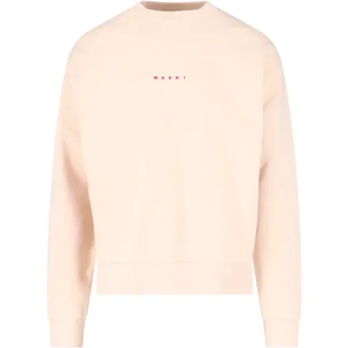 Rosa Baumwollpullover mit Logo-Print , Herren, Größe: L - Marni - Modalova