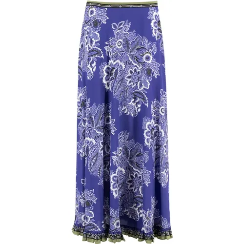 Silk Crepe de Chine Skirt with Flounce , female, Sizes: M - ETRO - Modalova