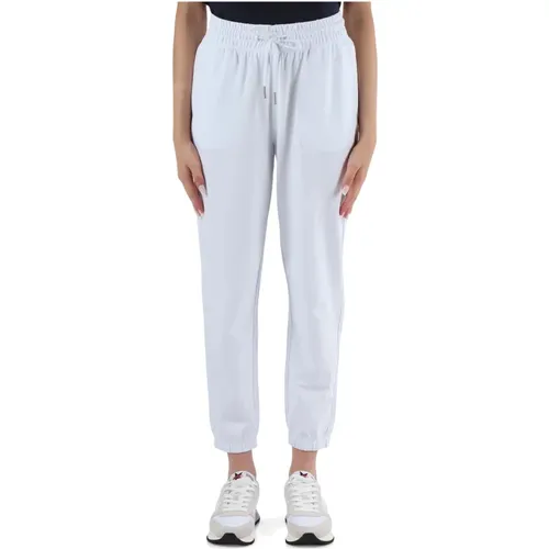 Sporty Cotton Piquet Pants with Rhinestone Logo , female, Sizes: L, M - Sun68 - Modalova