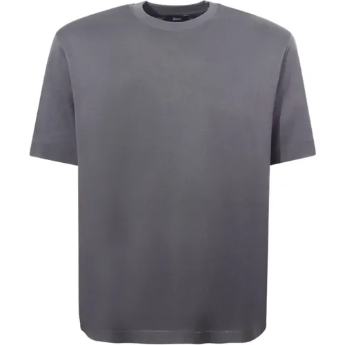 Graues T-Shirt mit Rundhalsausschnitt - Regular Fit - Herno - Modalova