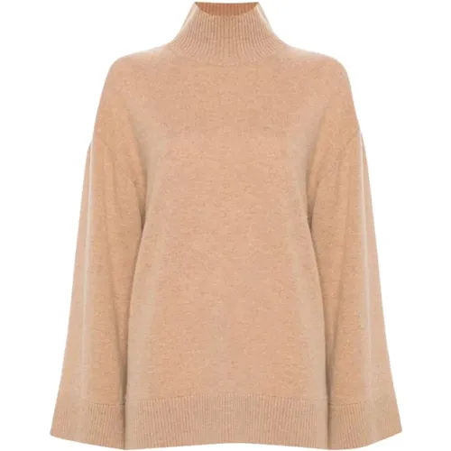 Kaschmir-Mix Rollkragenpullover Kamel - Elisabetta Franchi - Modalova