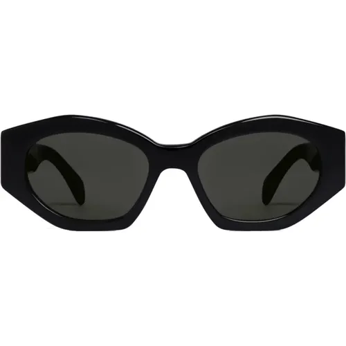 Polygonale Acetat Sonnenbrille, Schwarz/Grau , Damen, Größe: 55 MM - Celine - Modalova