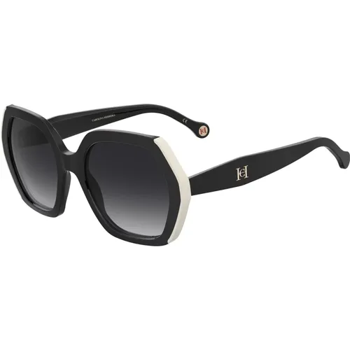Schwarze Weiße/Graue Getönte Sonnenbrille , Damen, Größe: 55 MM - Carolina Herrera - Modalova