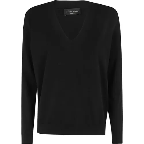 V-Ausschnitt Pullover , Damen, Größe: XS - Roberto Collina - Modalova