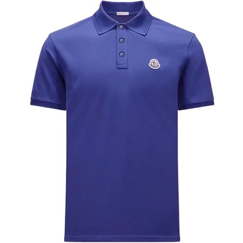 Logo Patch Polo Klassisch Blau Baumwolle , Herren, Größe: 4XL - Moncler - Modalova