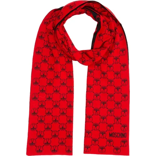 Logo Pattern Wool Scarf , female, Sizes: ONE SIZE - Moschino - Modalova