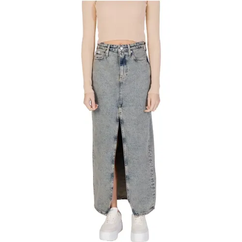 Langer Maxi-Rock mit Schlitz , Damen, Größe: W27 - Calvin Klein Jeans - Modalova