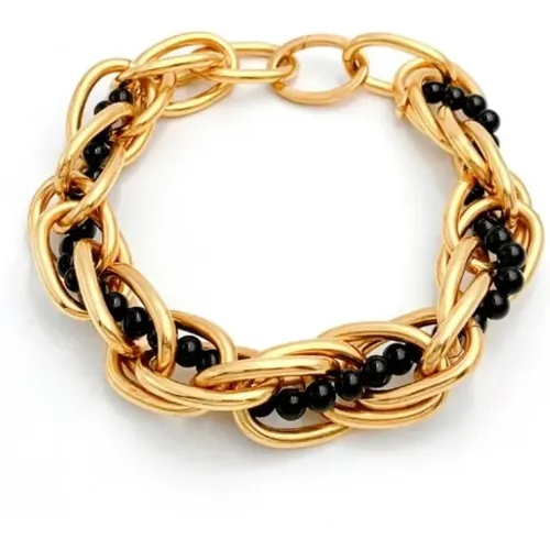 Gold Plated Onyx Choker Necklace , female, Sizes: ONE SIZE - Perrine Taverniti - Modalova