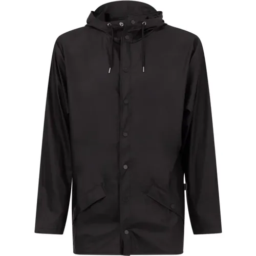 Schwarze Wasserdichte Jacke mit Verstellbarer Kapuze - Rains - Modalova