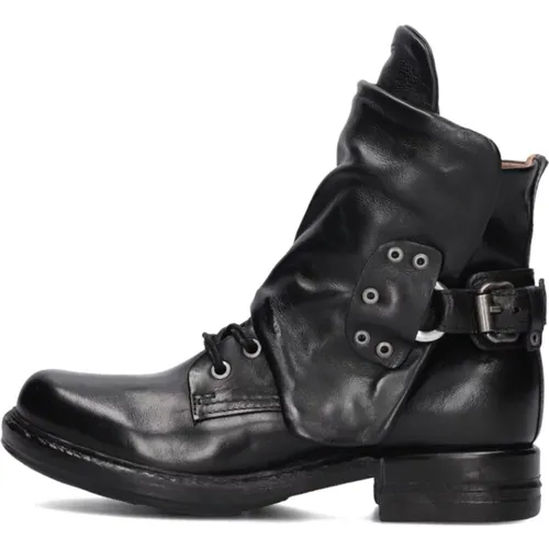 Schwarze Leder Stiefeletten , Damen, Größe: 39 EU - a.s.98 - Modalova