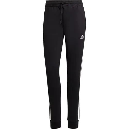 Schwarze French Terry Cuffed Hose , Damen, Größe: L - Adidas - Modalova