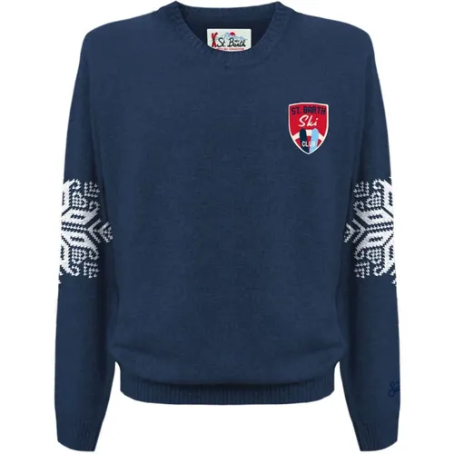 Sweater with Logo Patch and Print , male, Sizes: S, XL - MC2 Saint Barth - Modalova