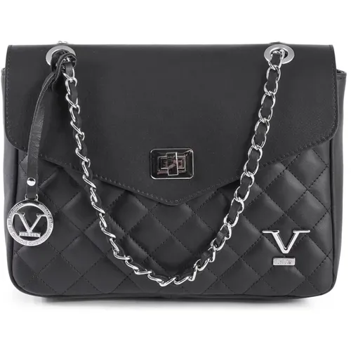 Stilvolle Schwarze Lederhandtasche - 19v69 Italia - Modalova