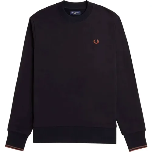 Bestickter Logo-Rundhalsausschnitt-Sweatshirt , Herren, Größe: S - Fred Perry - Modalova